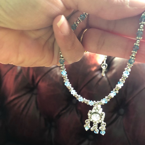 Delicate Robin Blue and silver baby beads with cz stone costume jewelry - Picture 4 of 5